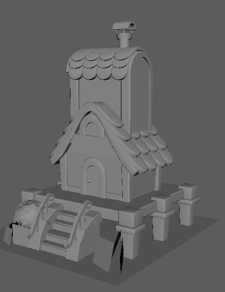 Stylized house Low-poly 3D model_4