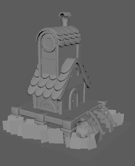 Stylized house Low-poly 3D model_3