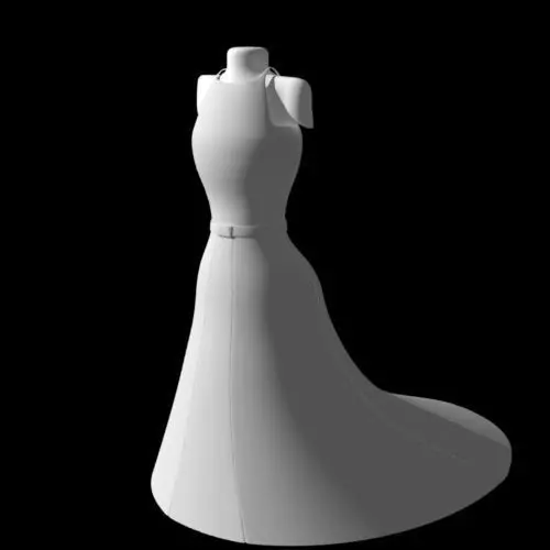 Belted Dress 3d model 3D model_0