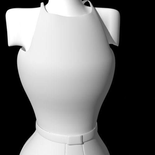 Belted Dress 3d model 3D model_7