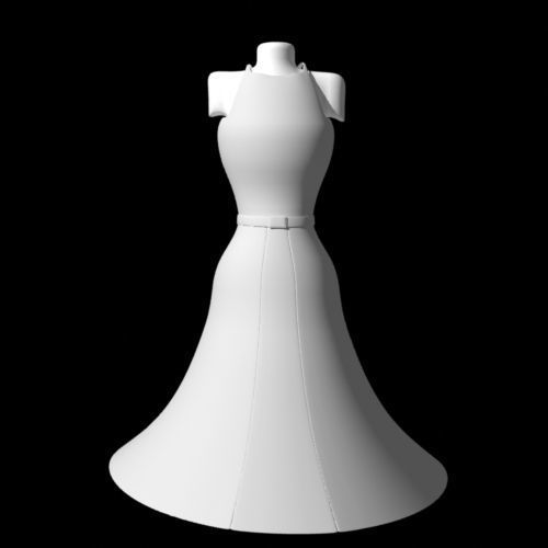 Belted Dress 3d model 3D model_2