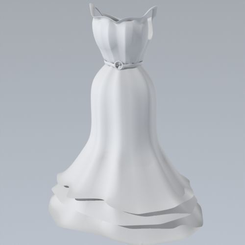Dress Formal Ruffle bottom gown 3d model 3D model