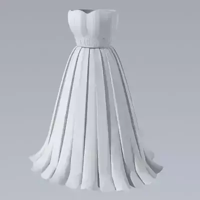 Dress with pleated skirt 3d model 3D model