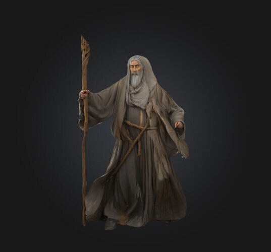 Gandalf the grey low poly 3D model