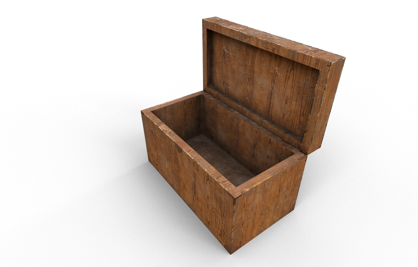 Old wood chest Low-poly 3D model_1