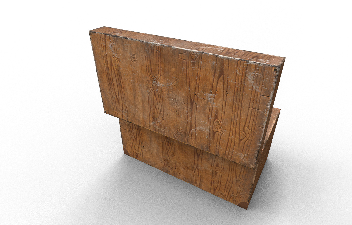 Old wood chest Low-poly 3D model_3
