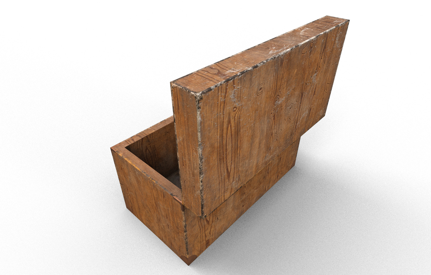 Old wood chest Low-poly 3D model_2