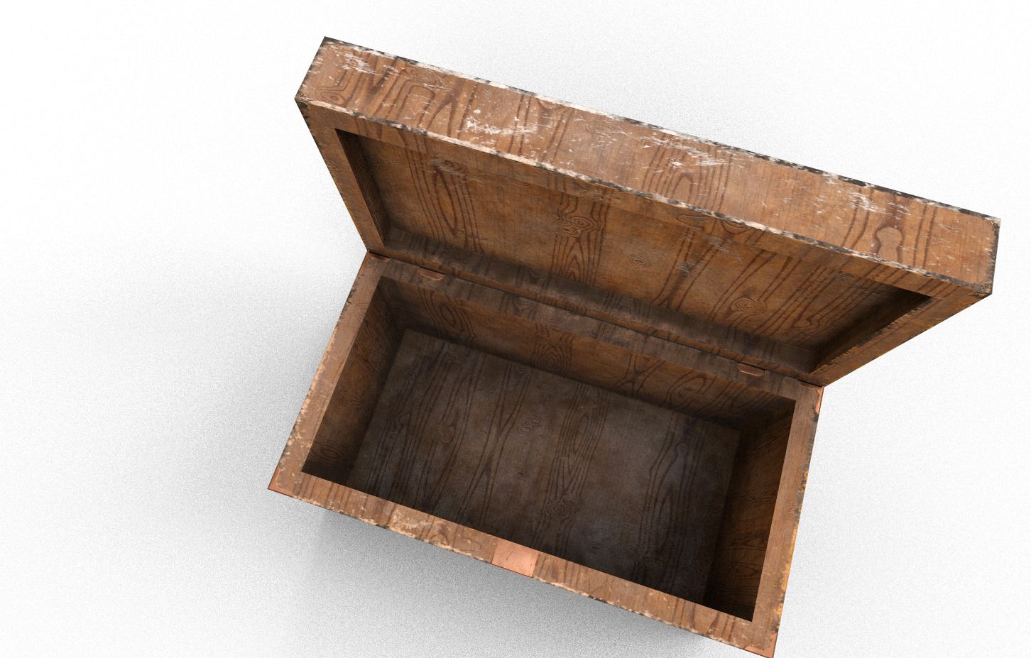 Old wood chest Low-poly 3D model_4