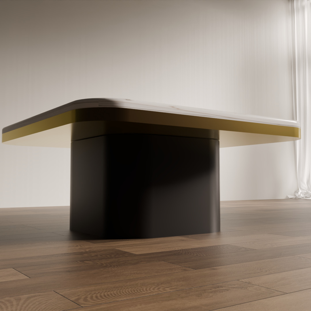 Modern Marble Square Coffee Table Low-poly 3D model_2