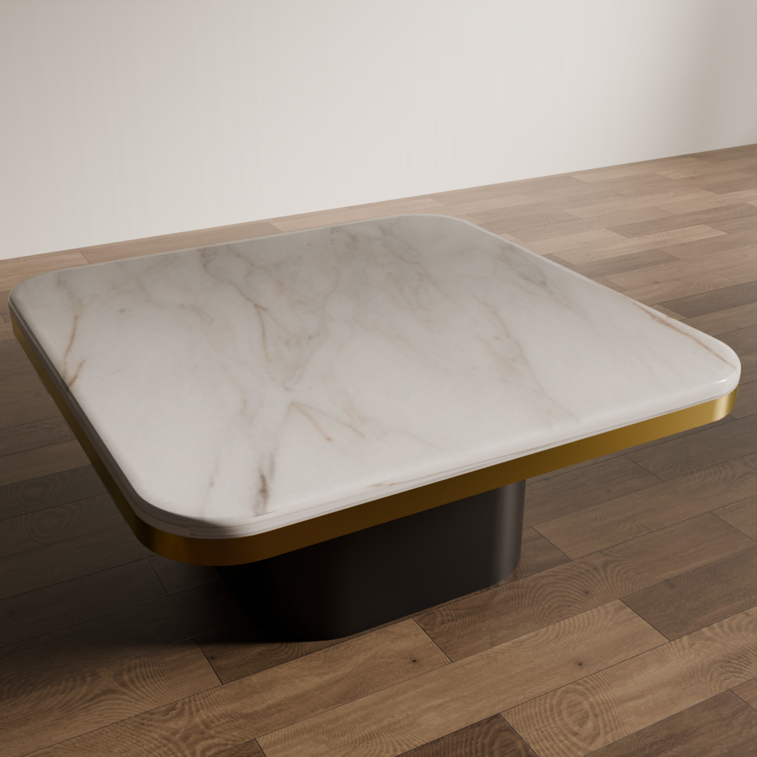 Modern Marble Square Coffee Table Low-poly 3D model_1