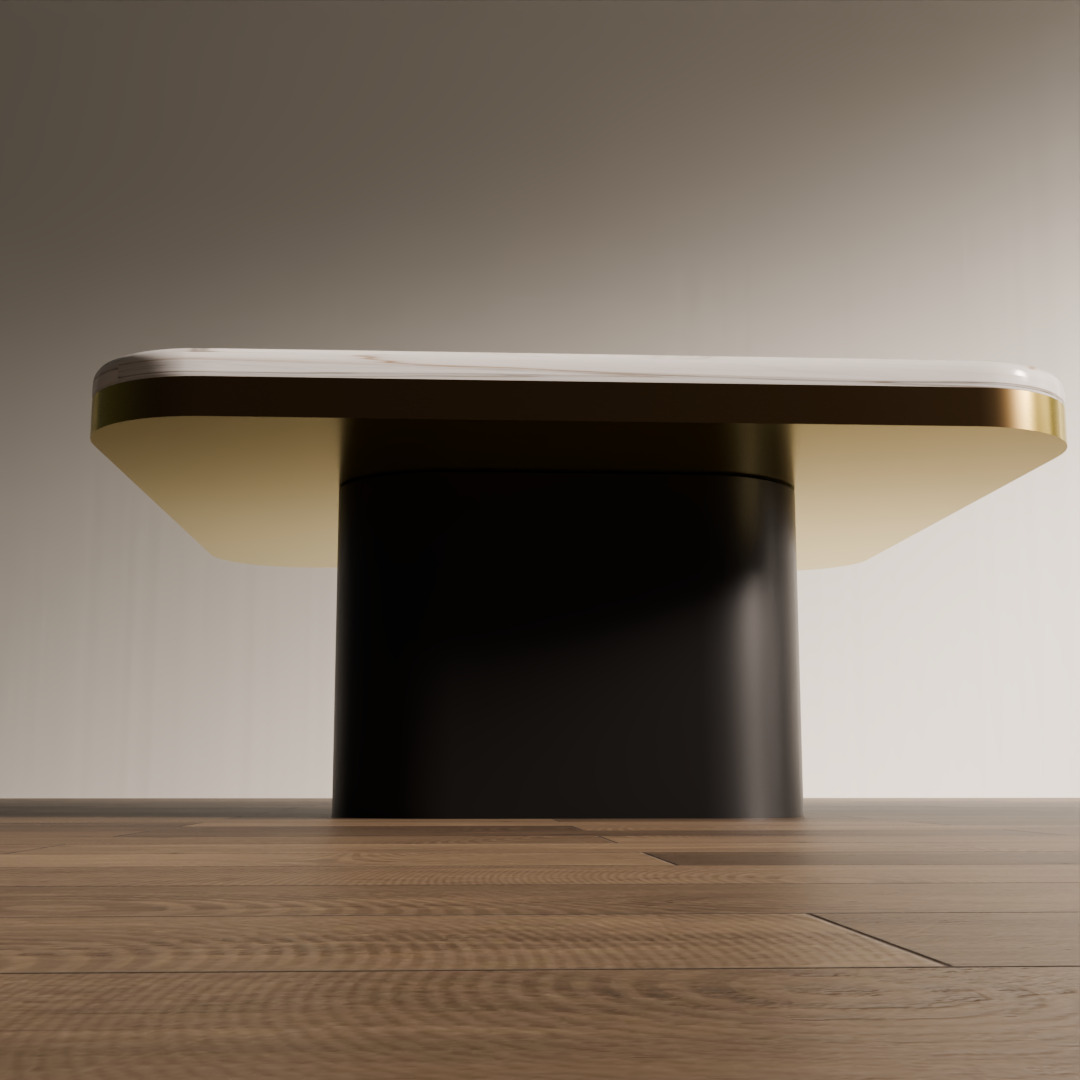 Modern Marble Square Coffee Table Low-poly 3D model_3