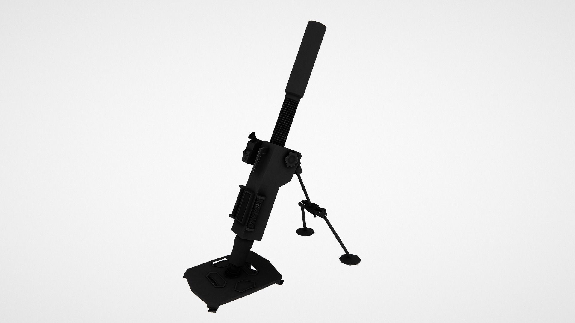 Mortar military weapon Low-poly 3D model_6