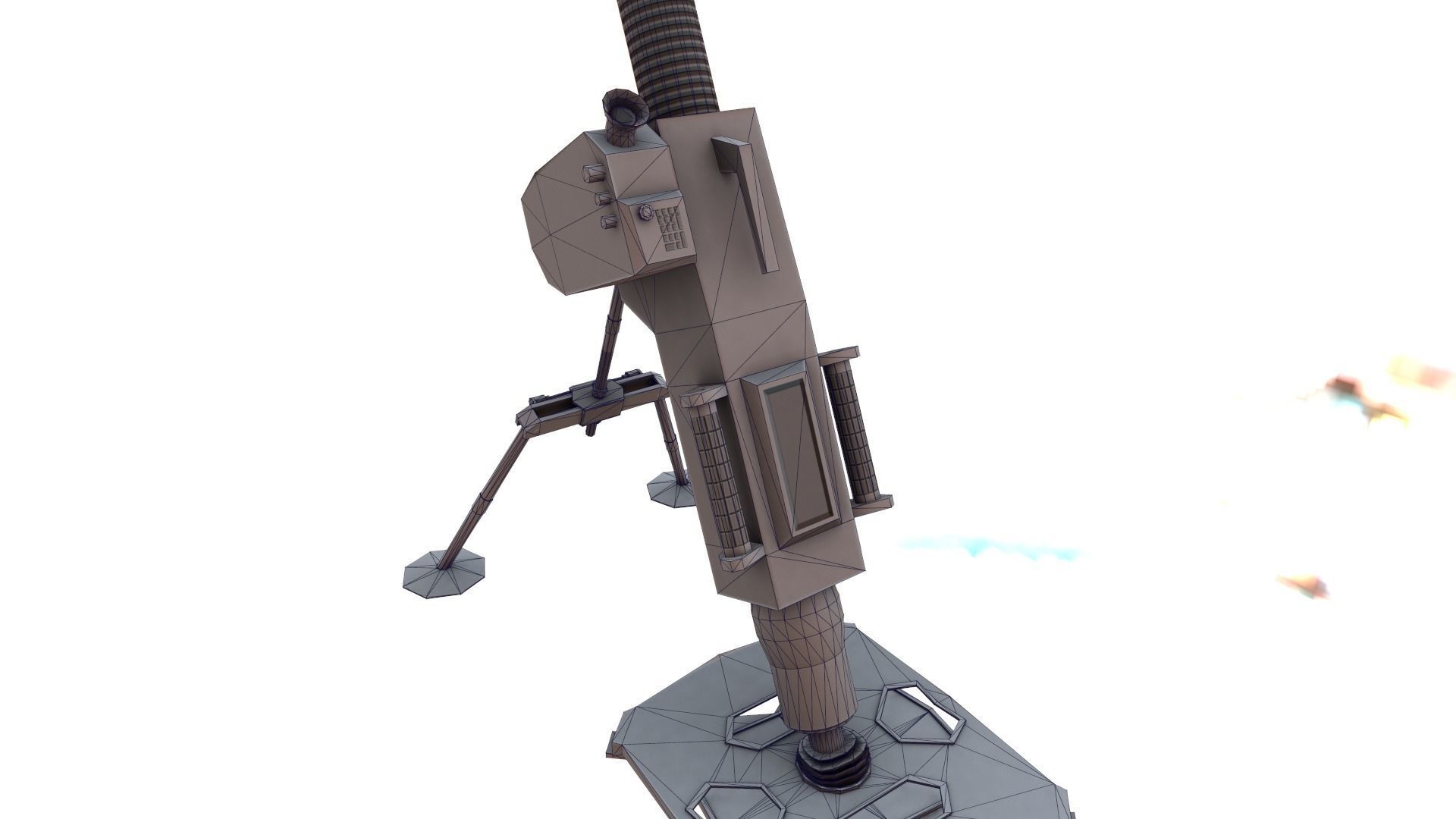 Mortar military weapon Low-poly 3D model_9
