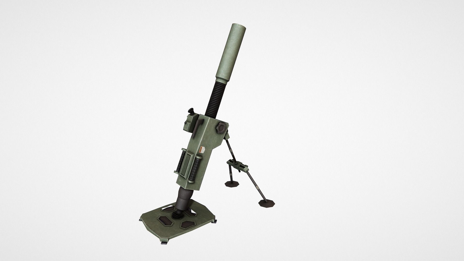 Mortar military weapon Low-poly 3D model_2