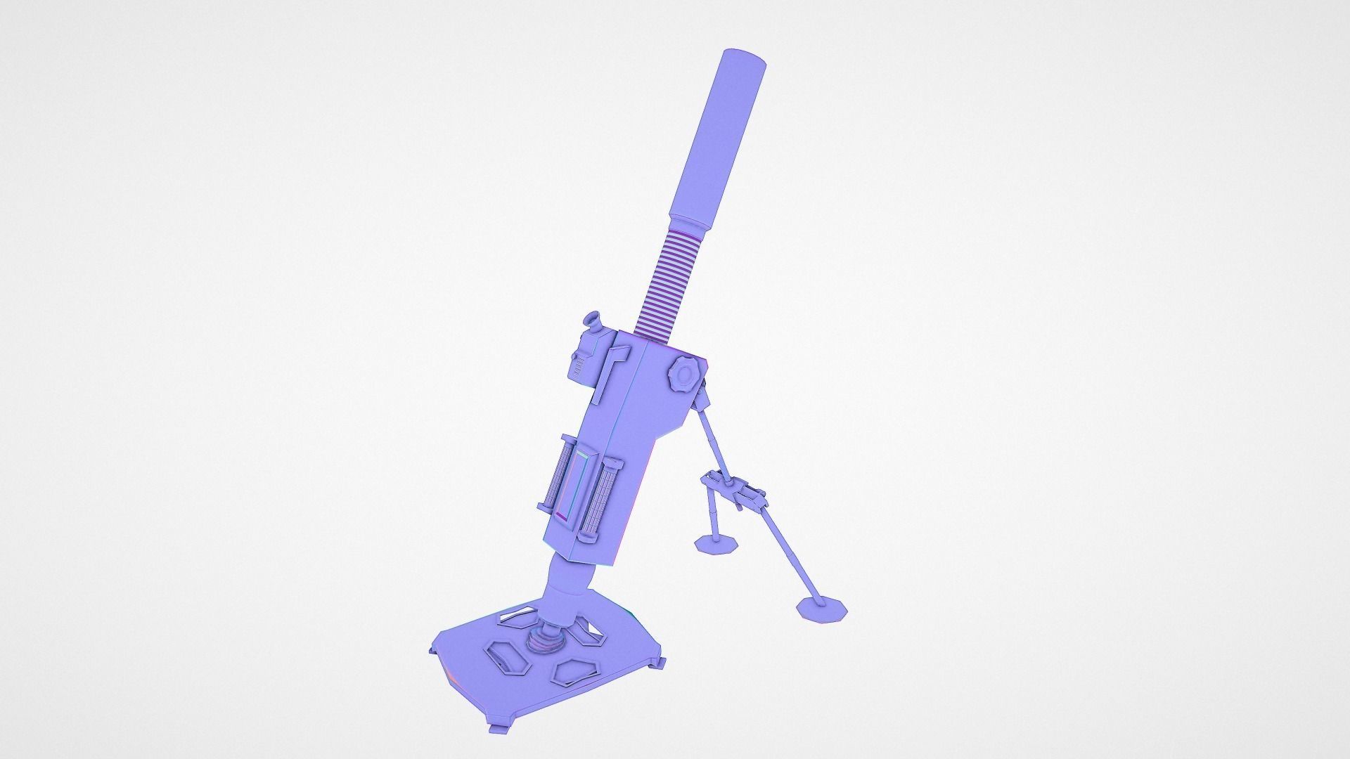 Mortar military weapon Low-poly 3D model_8