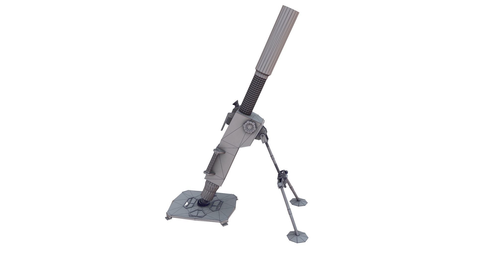 Mortar military weapon Low-poly 3D model_4