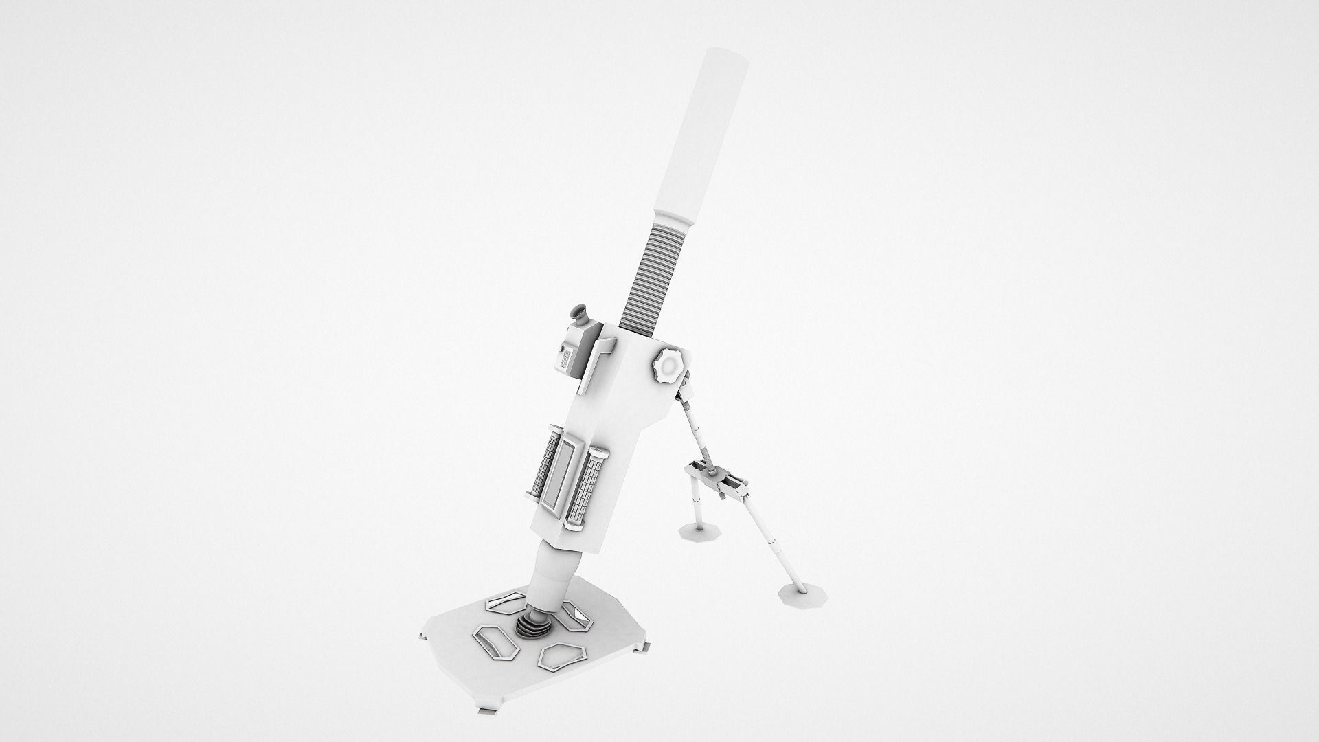 Mortar military weapon Low-poly 3D model_10