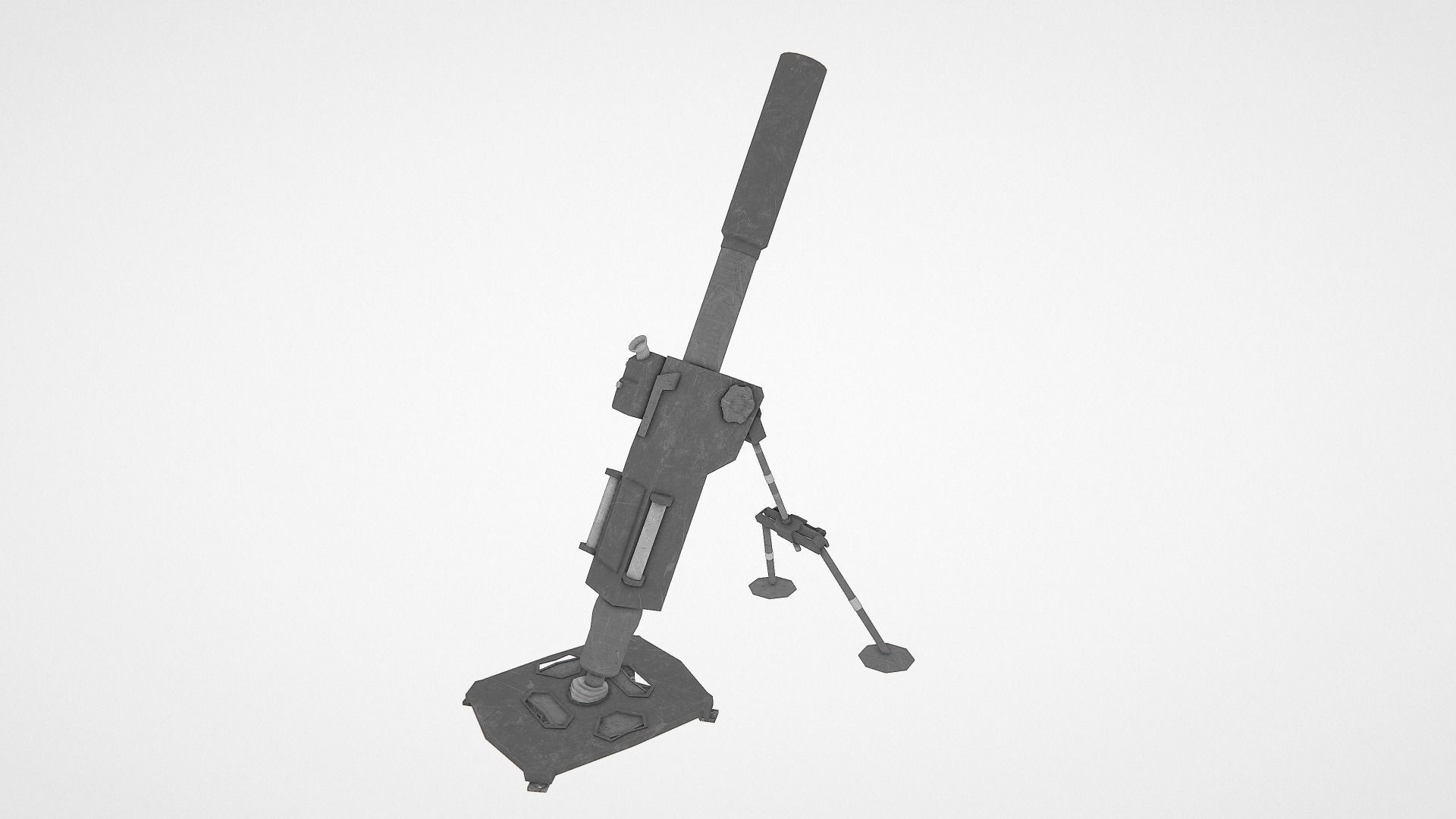 Mortar military weapon Low-poly 3D model_5