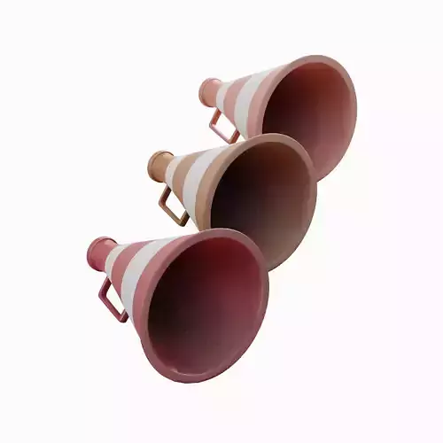 Plastic Megaphone Set  Low-poly 3D model