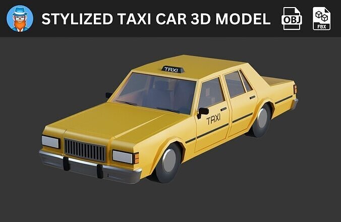 Stylized Taxi Car 3D Model 3D model