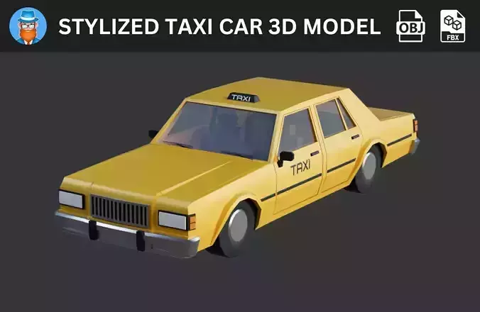Stylized Taxi Car 3D Model