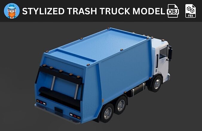 Stylized Trash Truck 3D Model 3D model 2