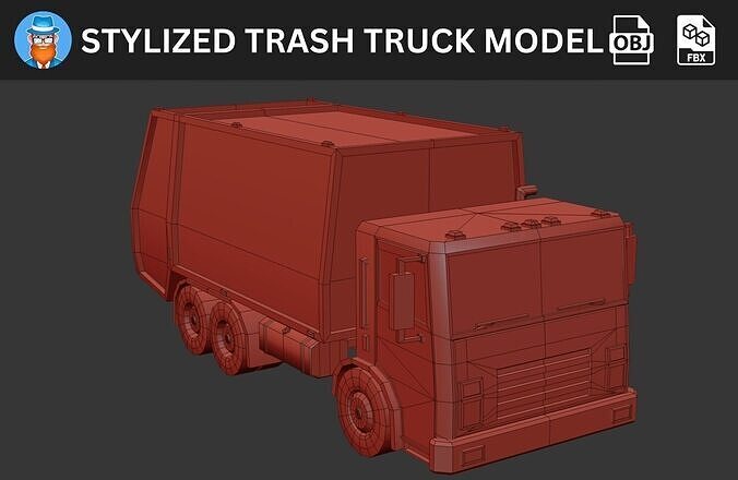 Stylized Trash Truck 3D Model 3D model 4