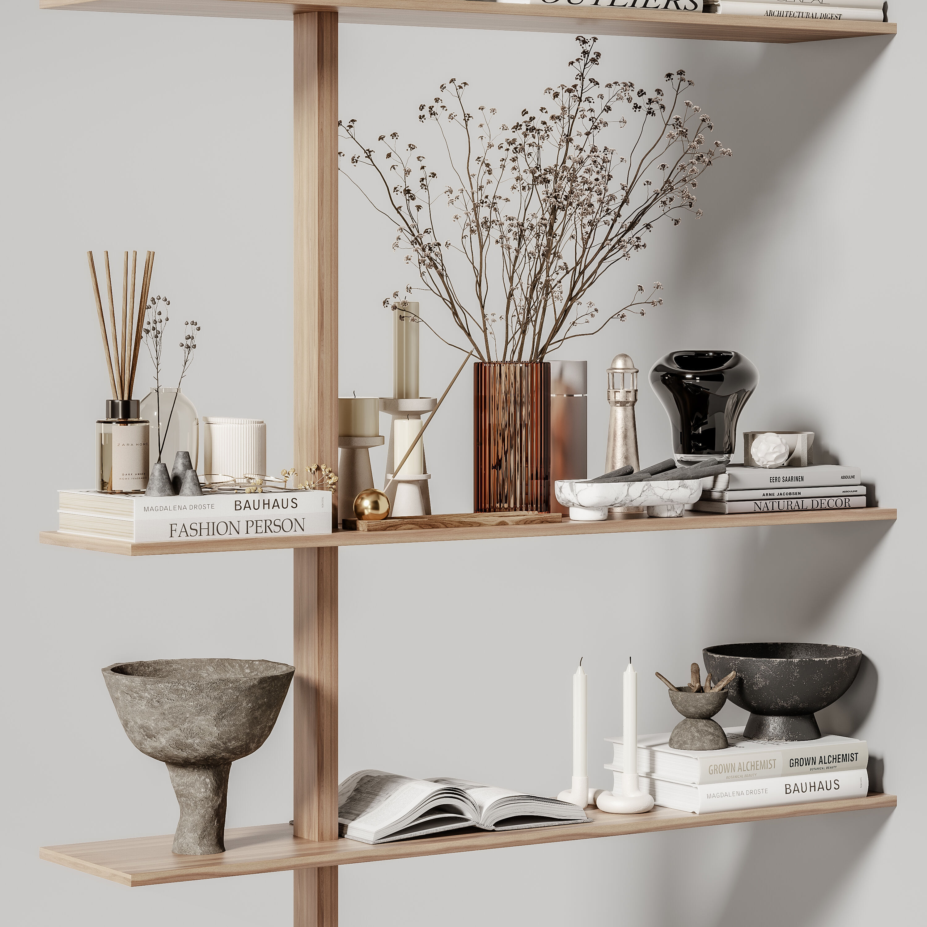 rack Minimalistic wooden shelving 07 3D model_4