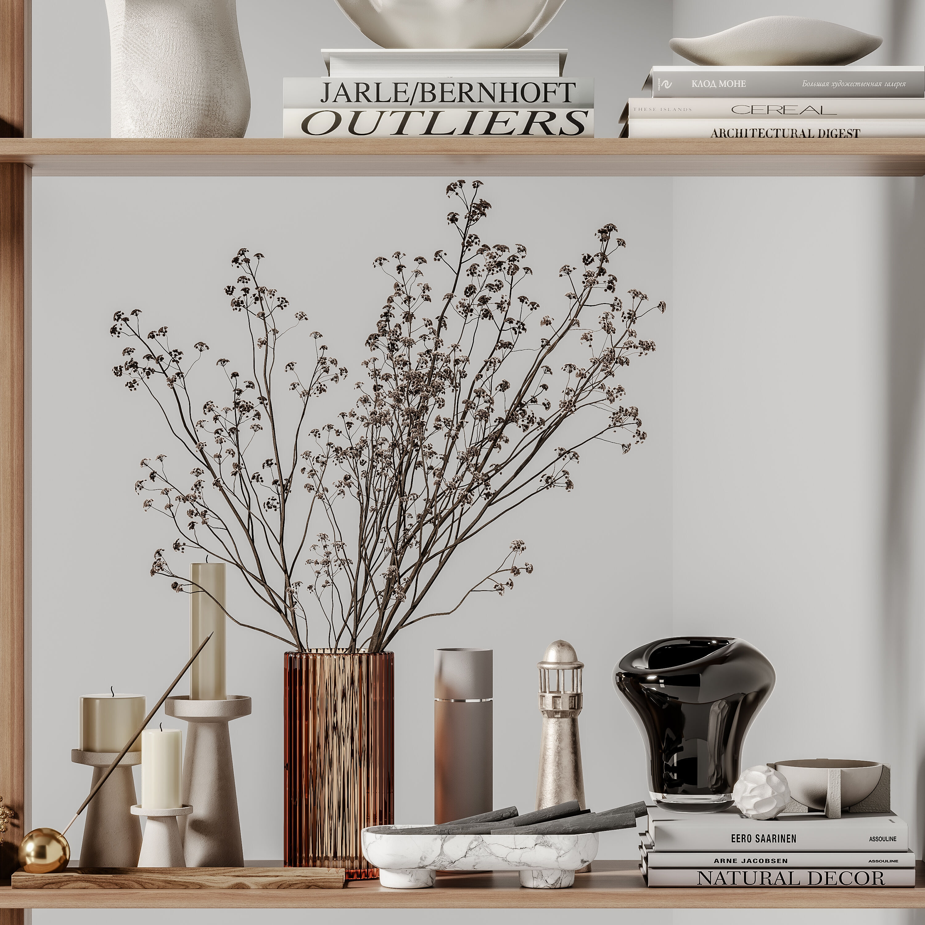 rack Minimalistic wooden shelving 07 3D model_2