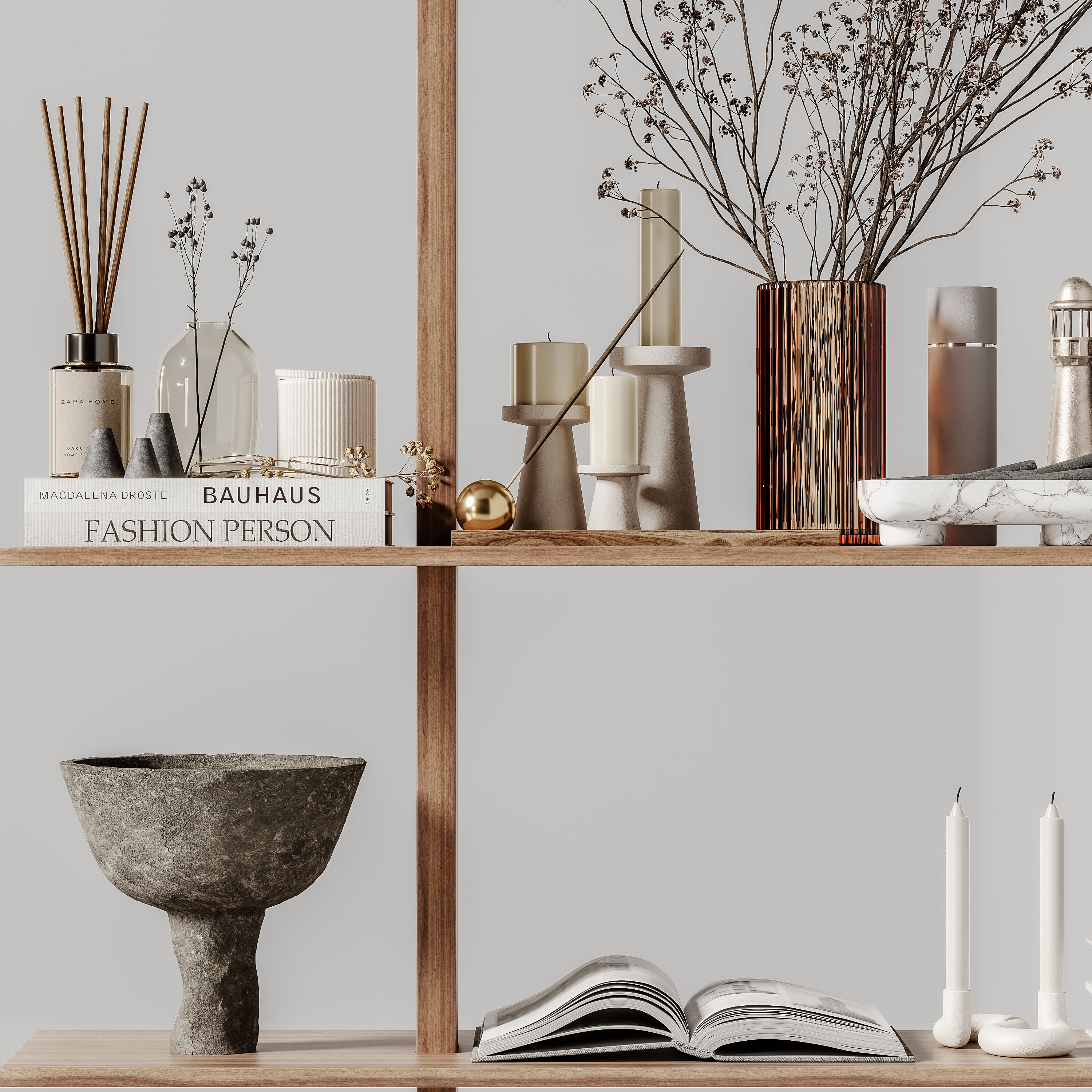 rack Minimalistic wooden shelving 07 3D model_5