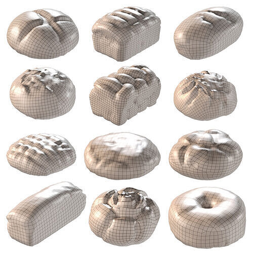 Bread set 2 3D model 4