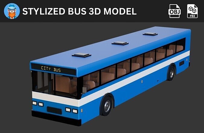 Stylized Bus 3D Model 3D model