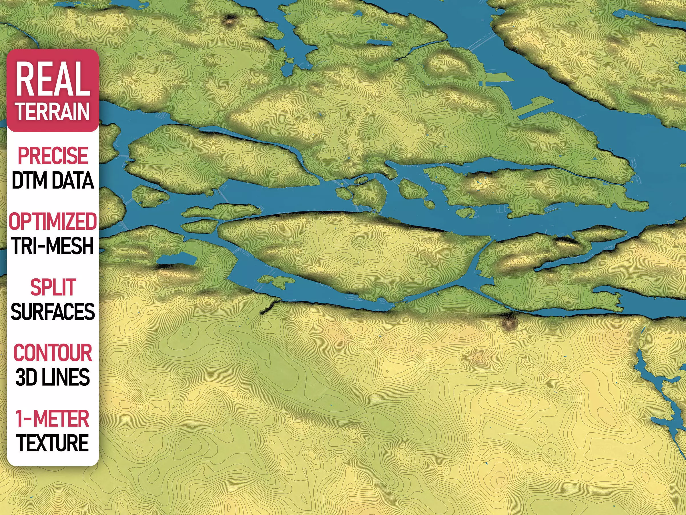 Stockholm - Topography Terrain Low-poly 3D model_0