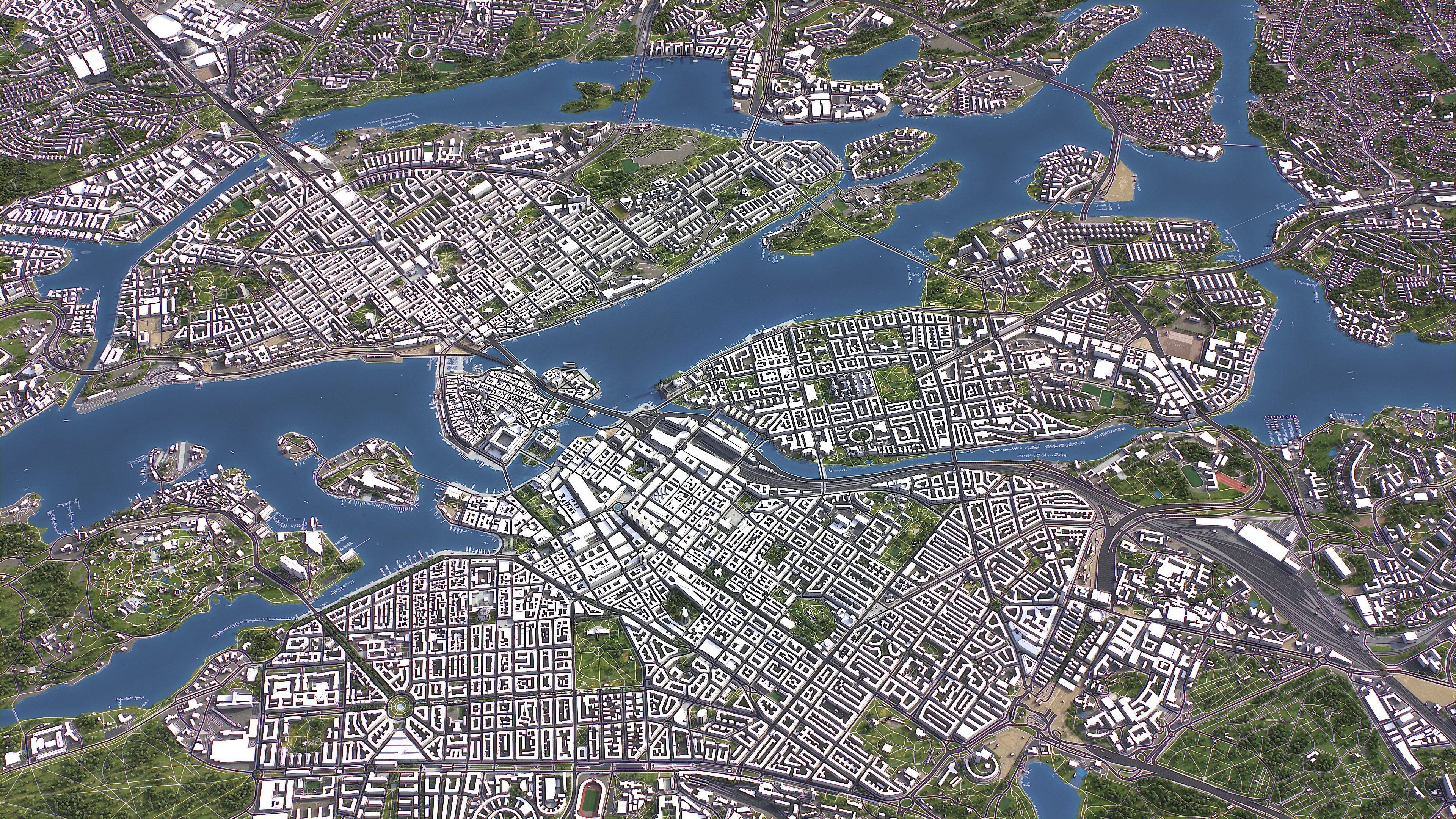 Stockholm - Topography Terrain 3D City 3D Model Collection_7