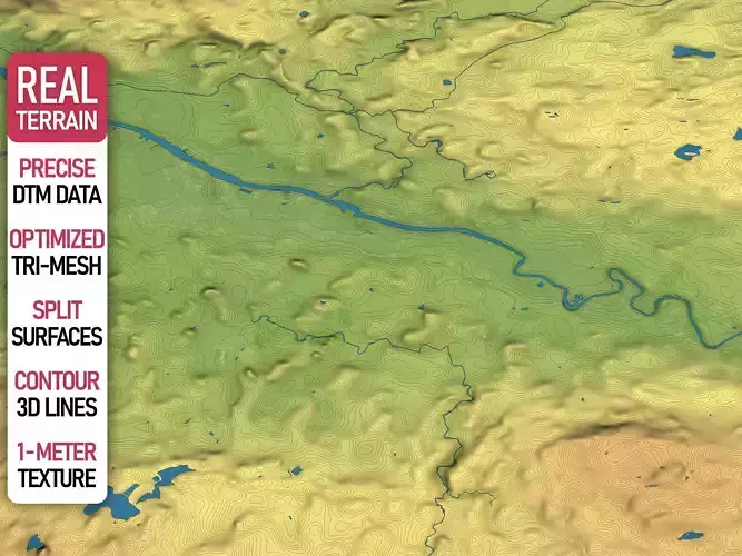 Glasgow - Topography Terrain Low-poly 3D model