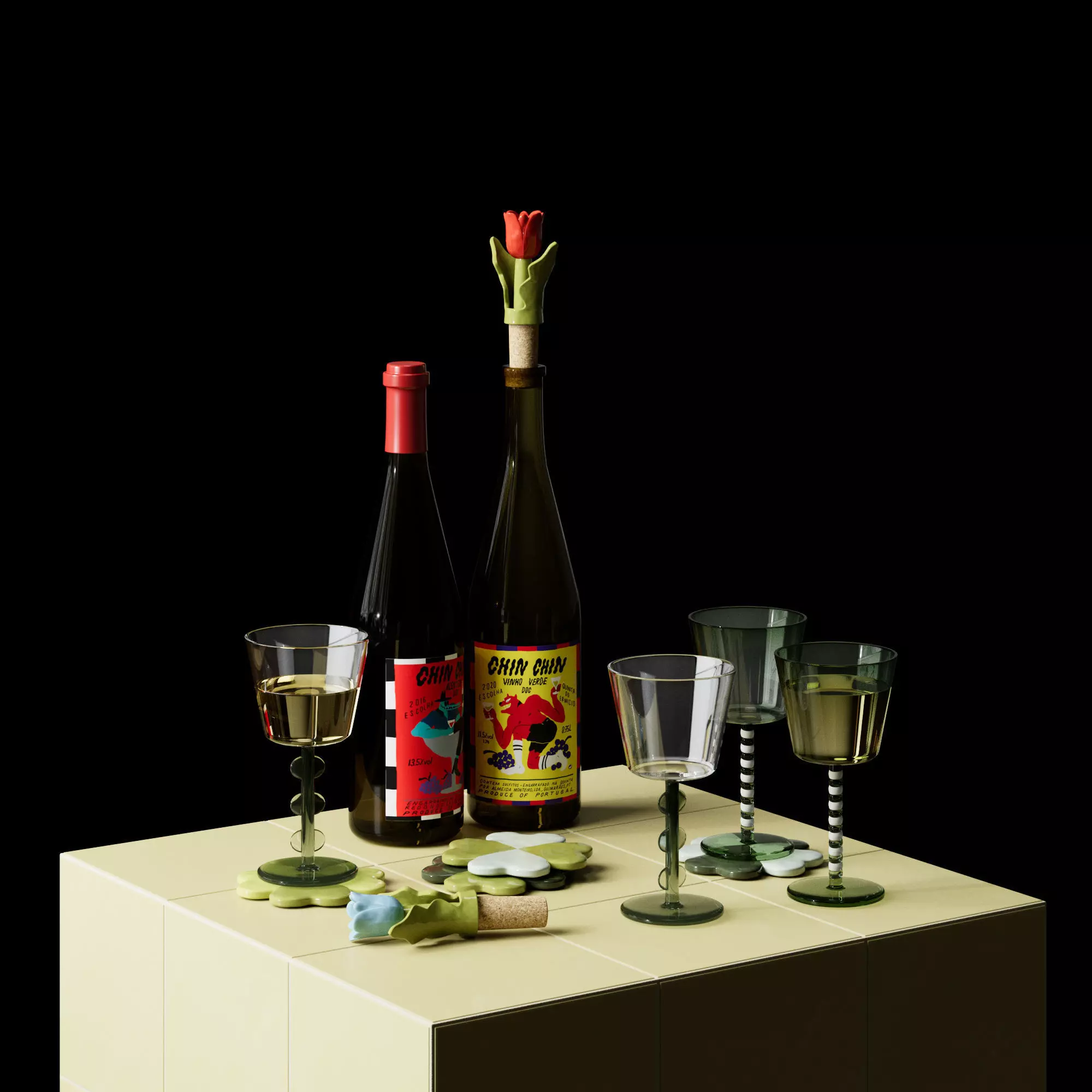 Klevering Amsterdam 3Dmodel drinkware set on tiled coffee table 3D model_0