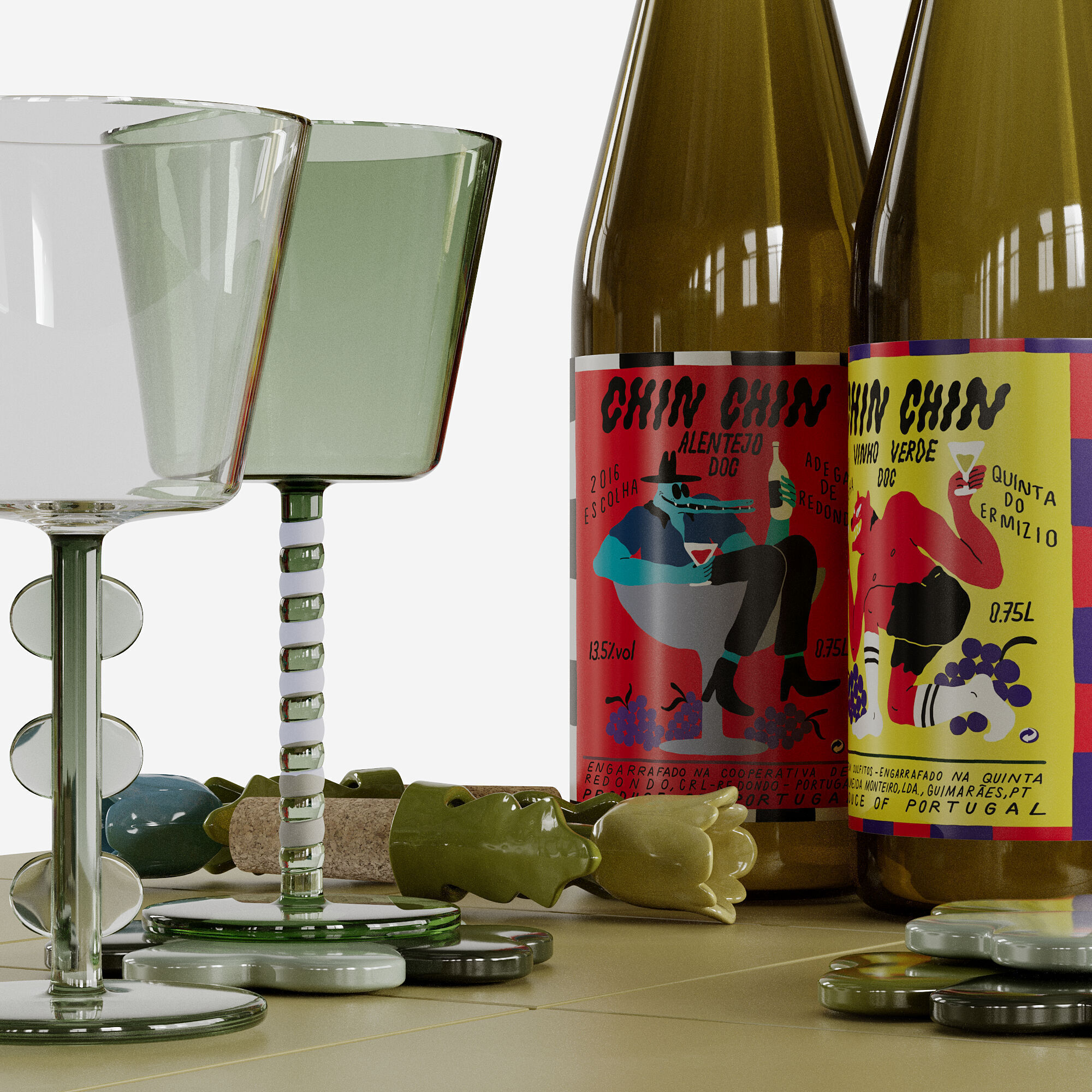 Klevering Amsterdam 3Dmodel drinkware set on tiled coffee table 3D model_3