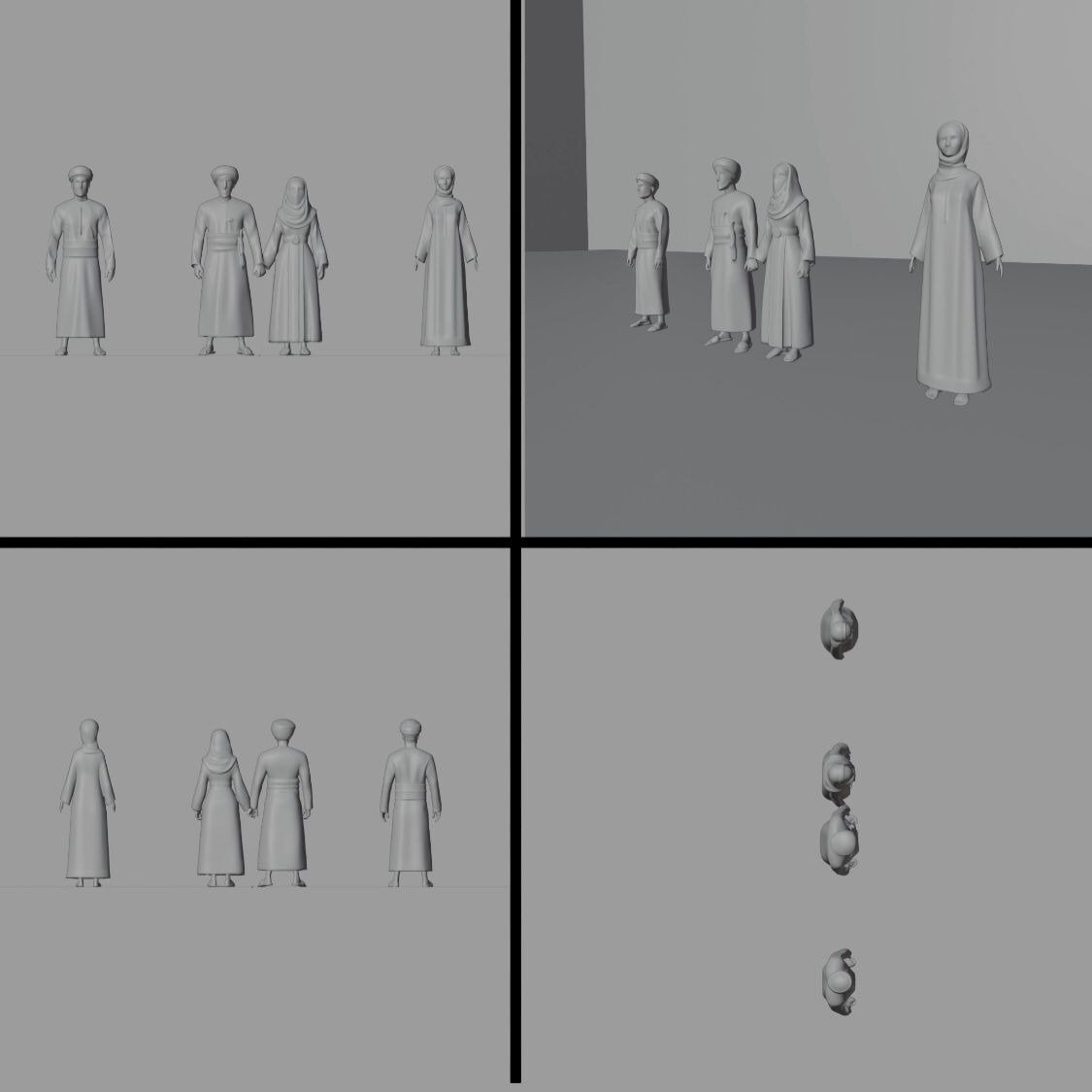 Omani Couple in Traditional Dress - Low Poly 3D Model  Free low-poly 3D model_3