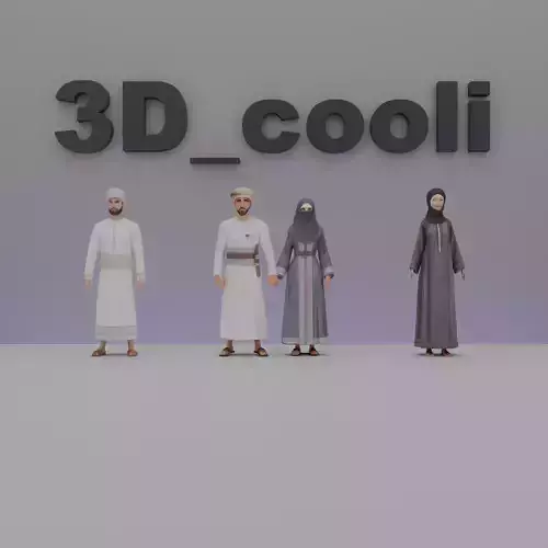 Omani Couple in Traditional Dress - Low Poly 3D Model 