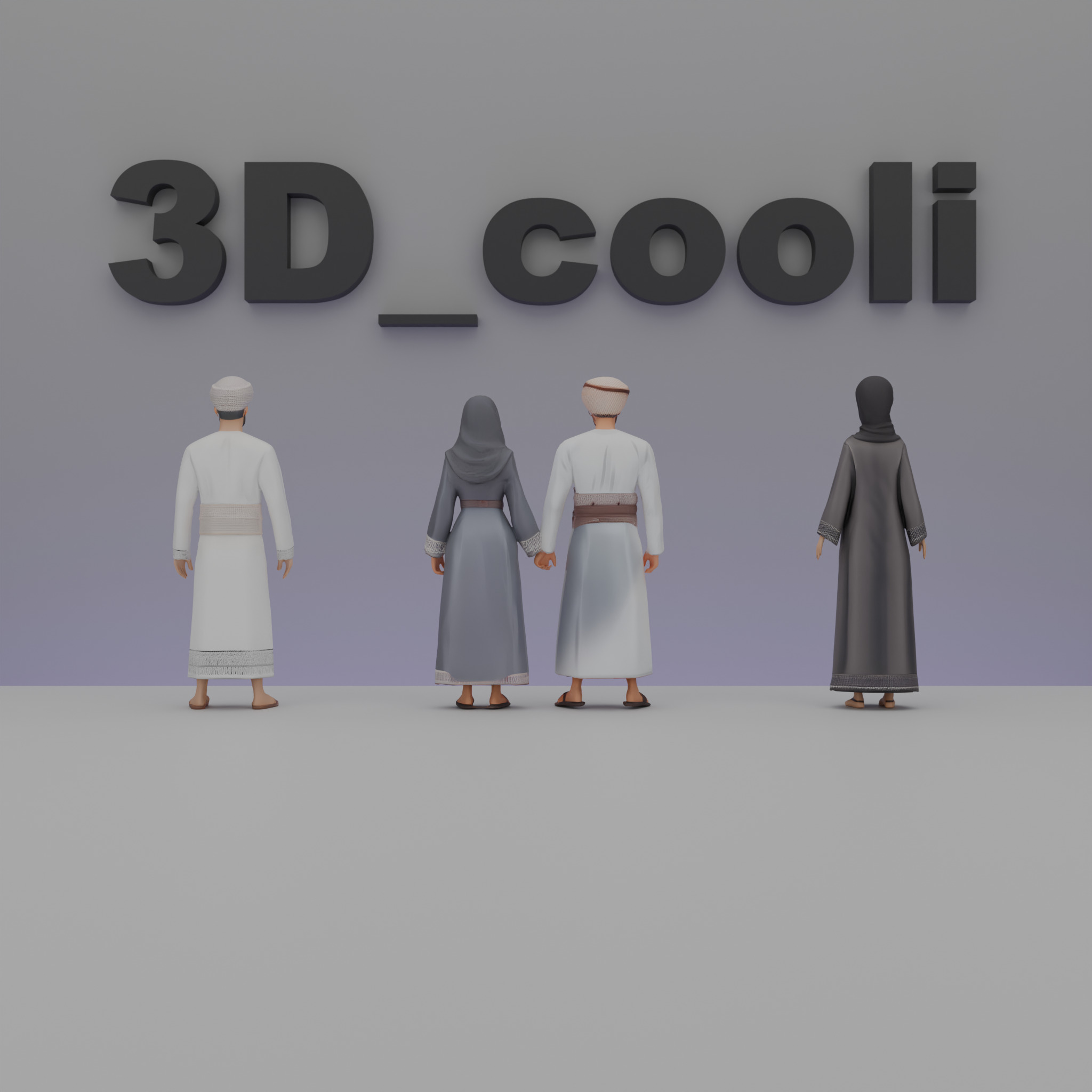 Omani Couple in Traditional Dress - Low Poly 3D Model  Free low-poly 3D model_1