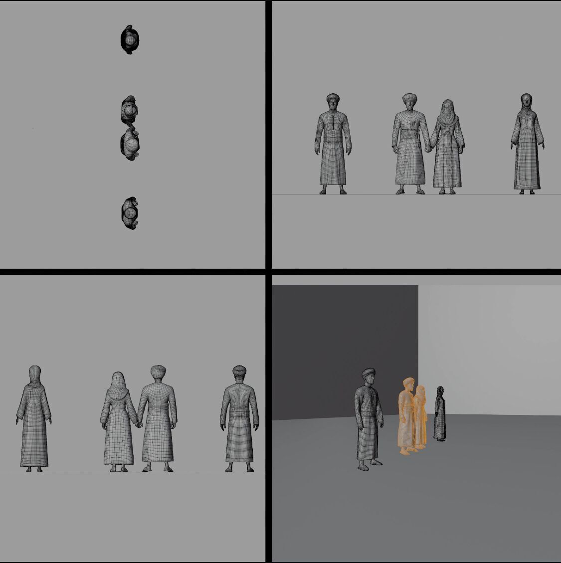 Omani Couple in Traditional Dress - Low Poly 3D Model  Free low-poly 3D model_4