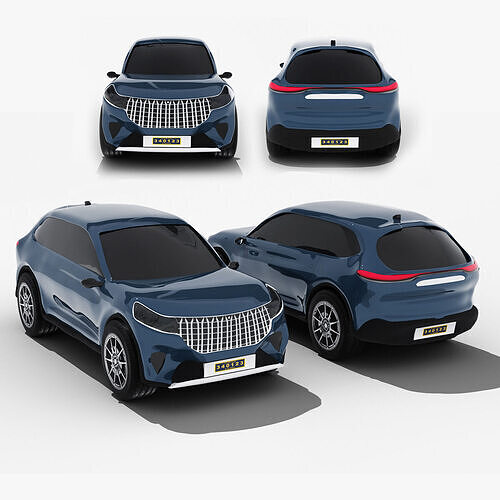 Realistic SUV Electric Car Rigged and Textured Low Poly Low-poly 3D model