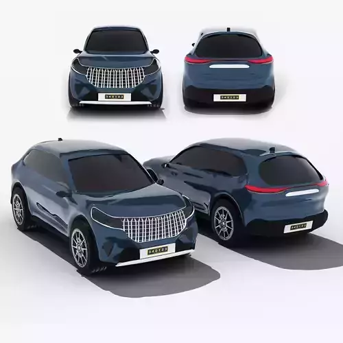 Realistic SUV Electric Car Rigged and Textured Low Poly