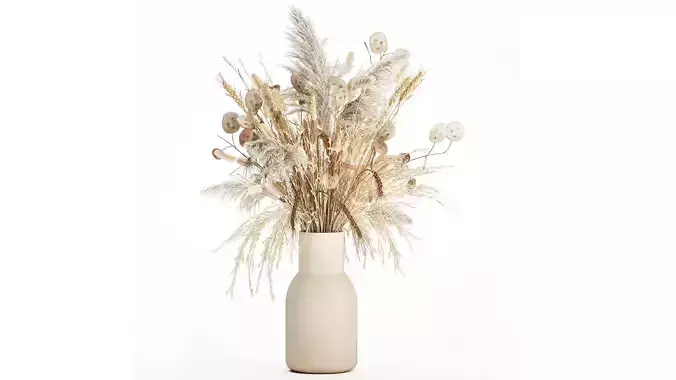 Bouquet Dried Flowers Dry Pampas Wheat Spikelet 557 3D model