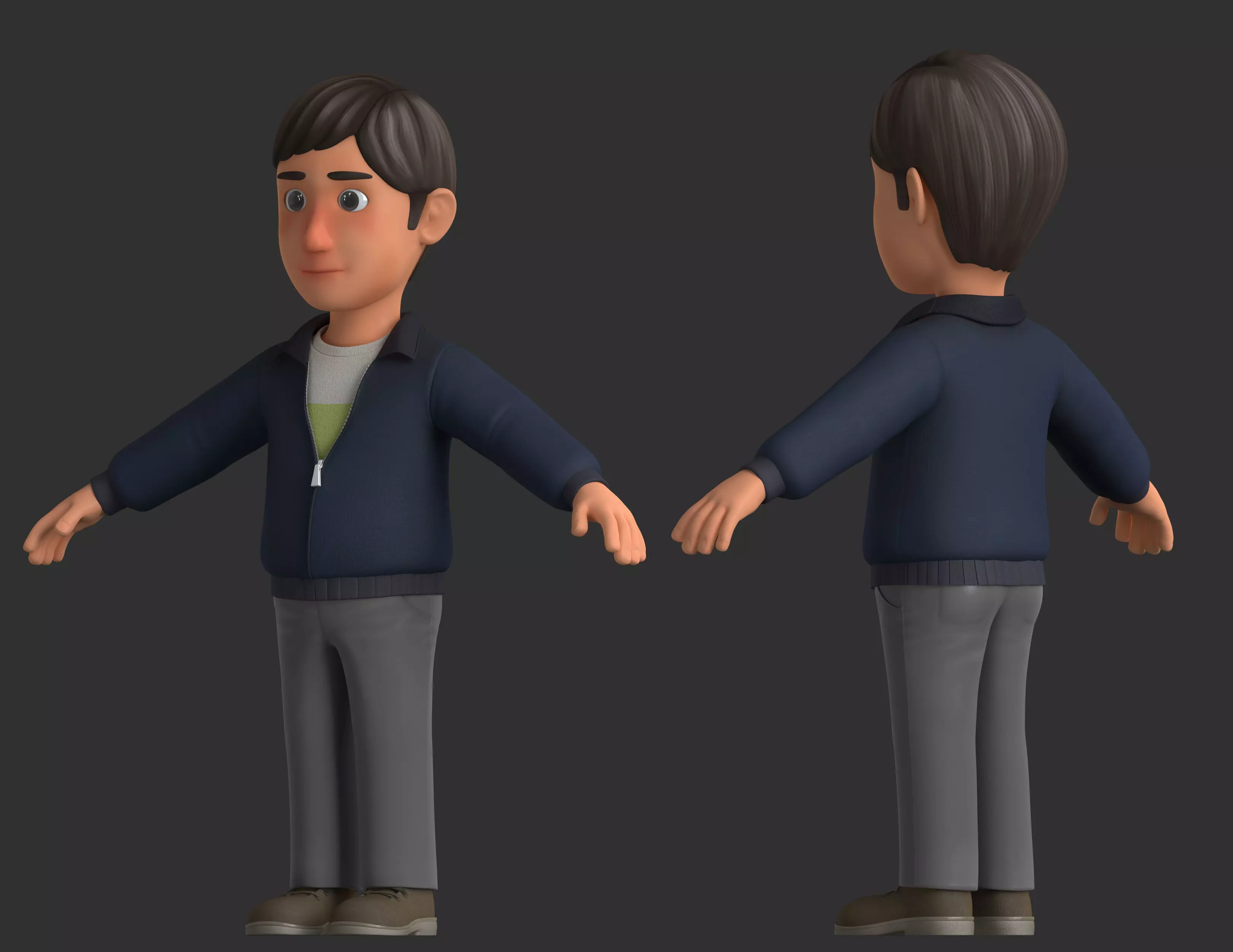 cartoon man people 3D model_0