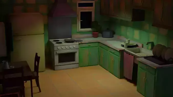 Low Poly Cartoony Kitchen