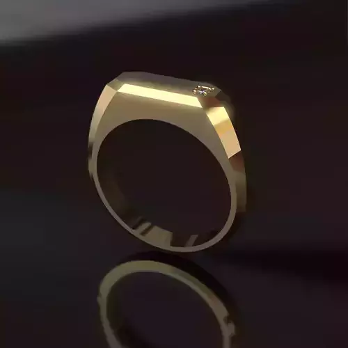 Signet-Style Ring with Single Stone Luxury 3D Model