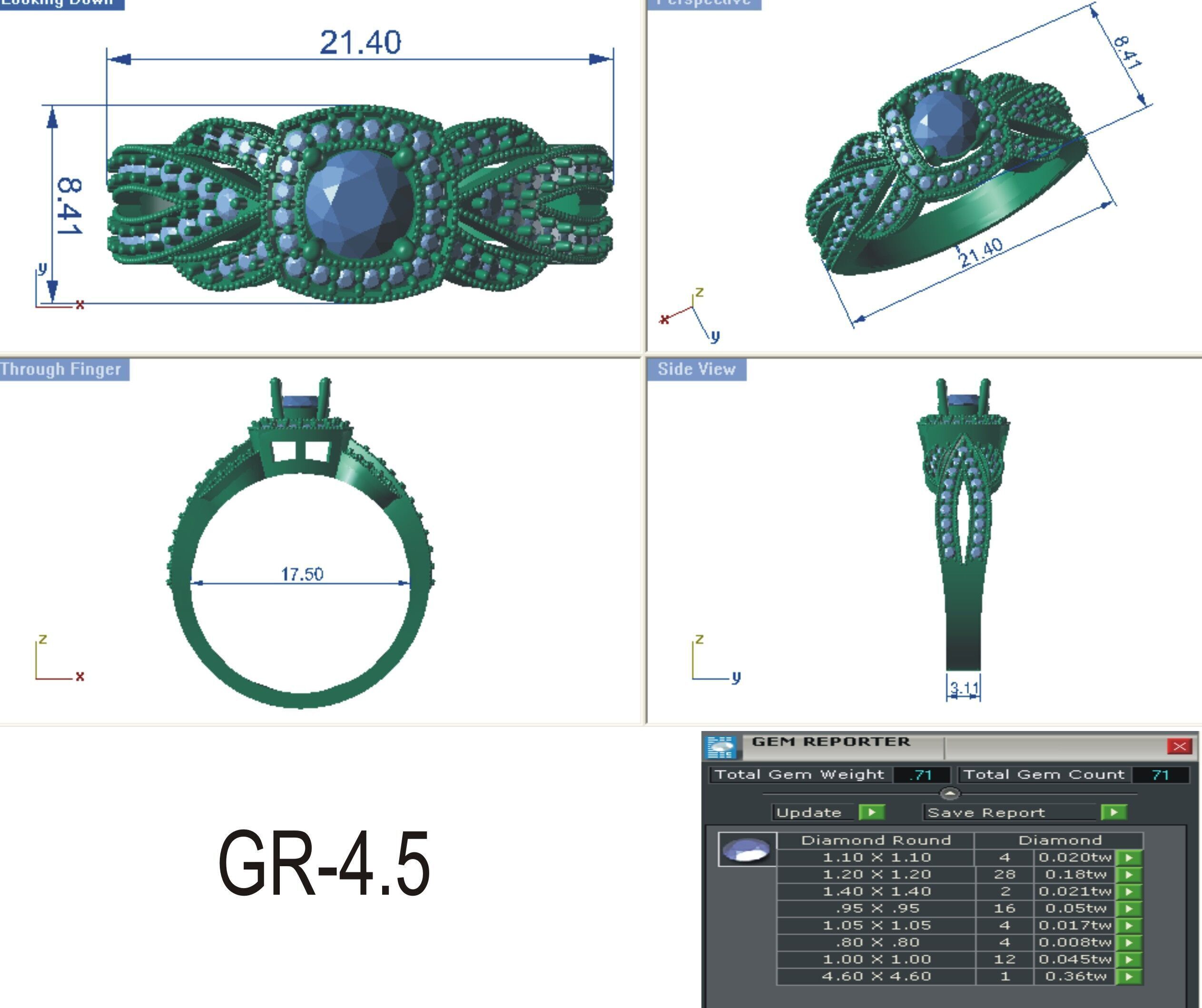 Jewelry 3D Models with render and 3dm stl - R-3896 3D print model_5