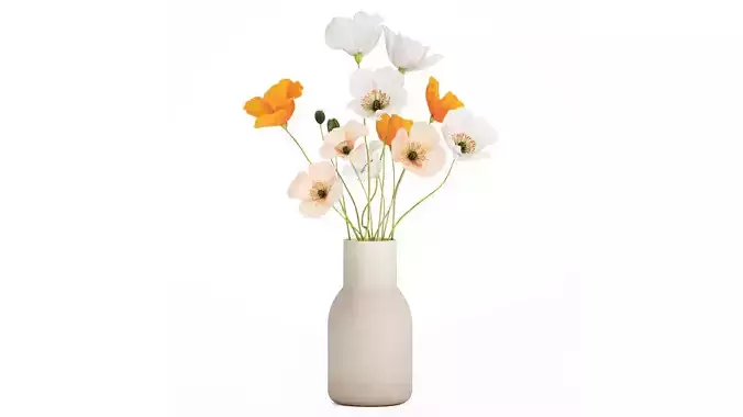 Flower Bouquet White Icelandic Poppy In A Vase 558