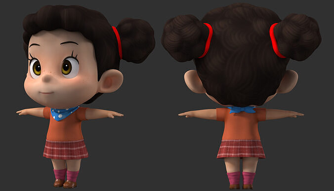 cartoon girl child 3D model